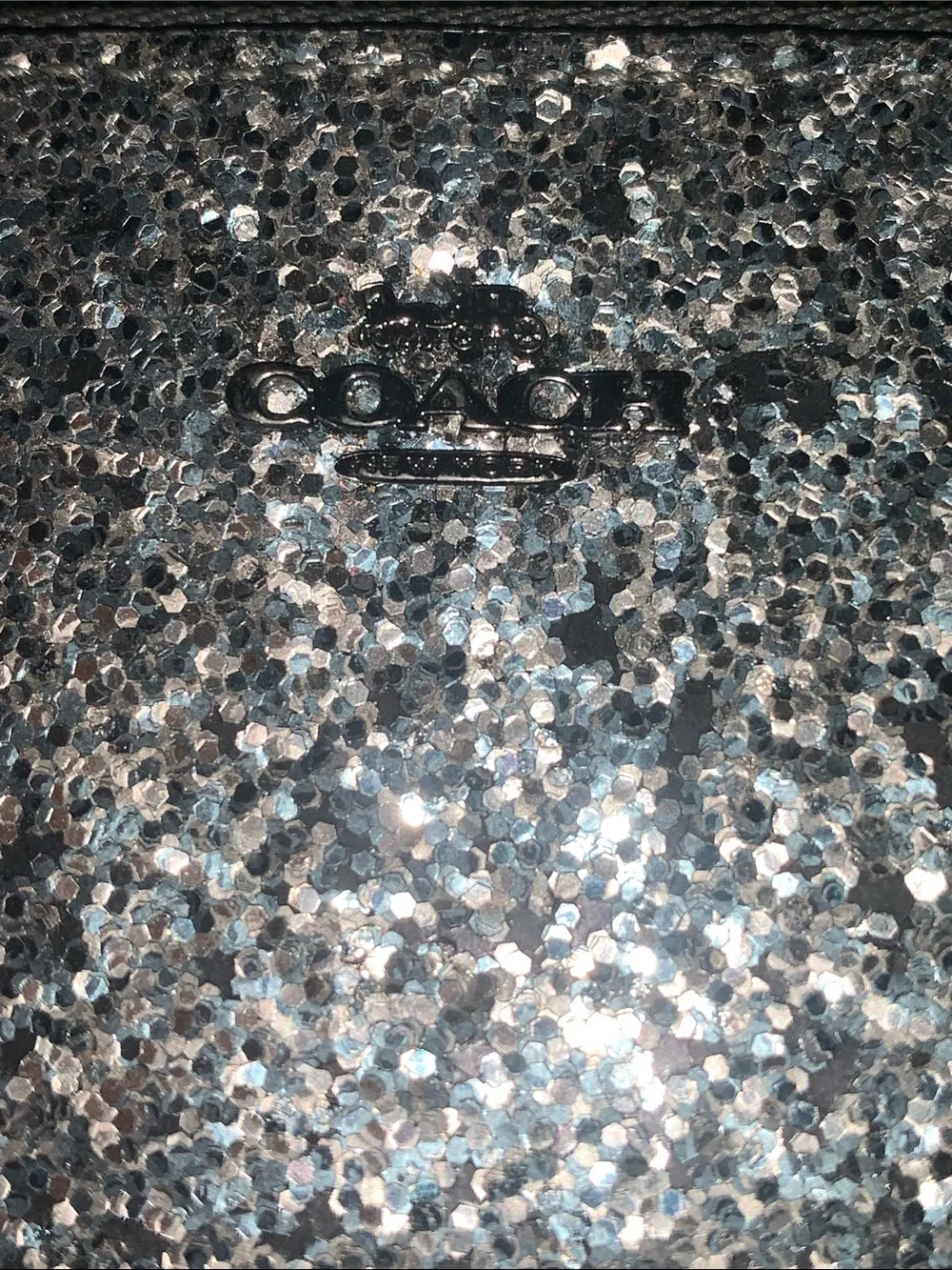 Coach Silver Glitter Slim 5 Slot zippered Card & Key Holder